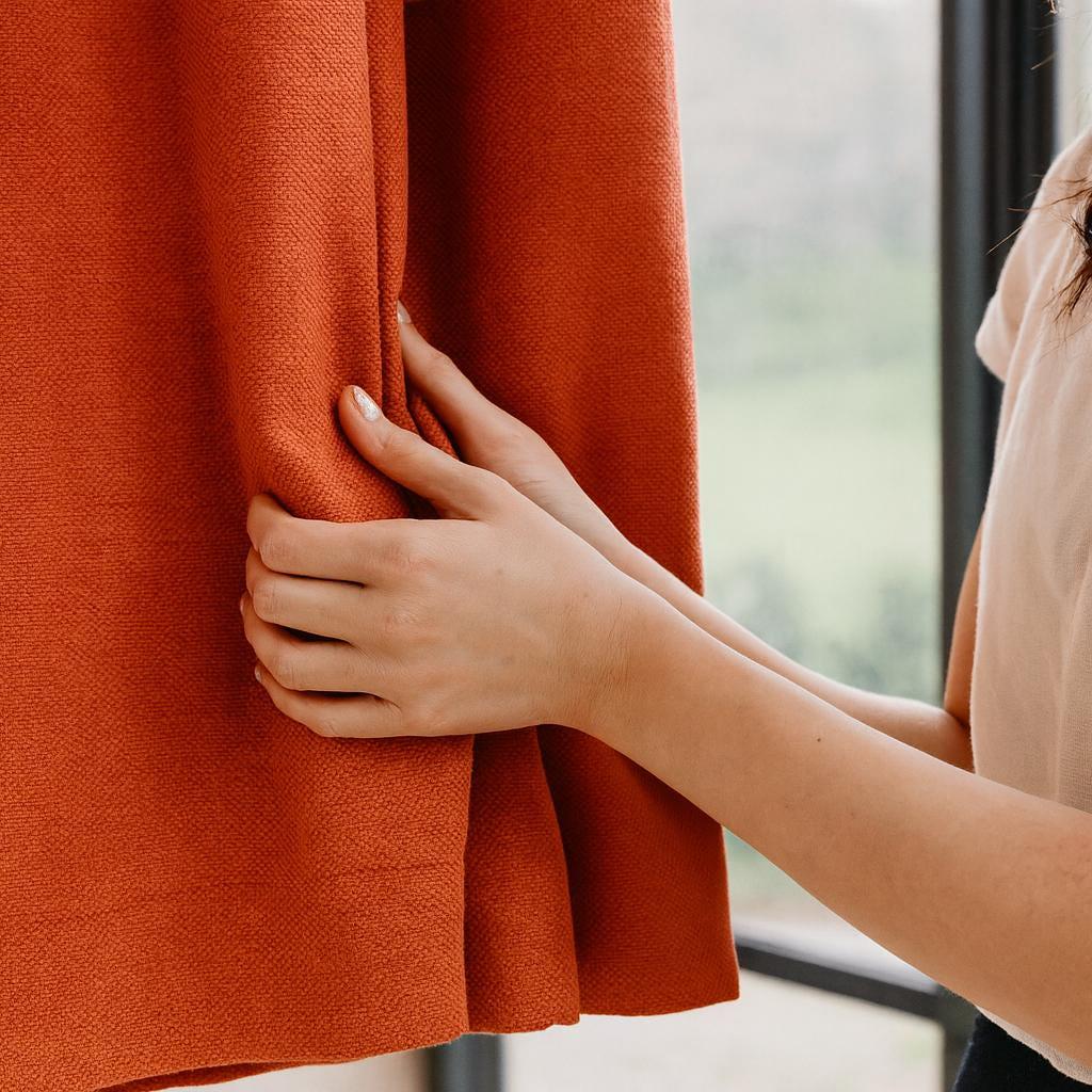 Rust Orange Blackout Curtains, Organic Cotton (Custom Width & Length) — image 1