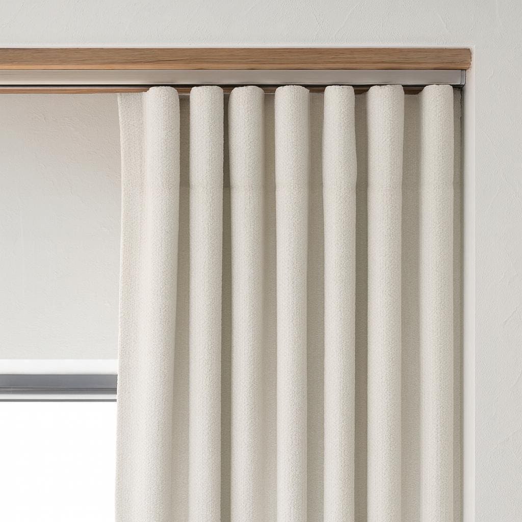 Artisan Weave Cotton Curtain: Solid Ivory, Blackout Lined, Custom Size — image 1
