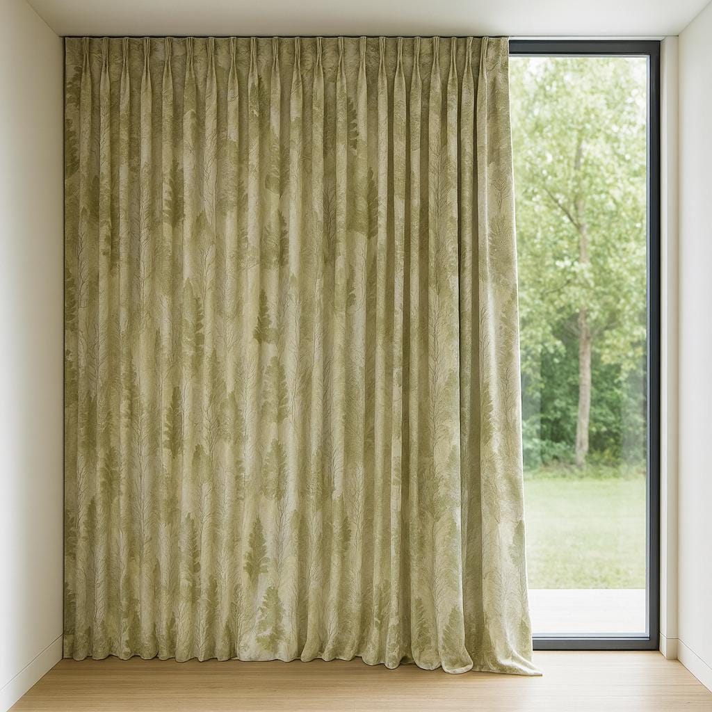 Watercolor Forest Linen Curtains - Pinch Pleats, Organic Fabric — image 2