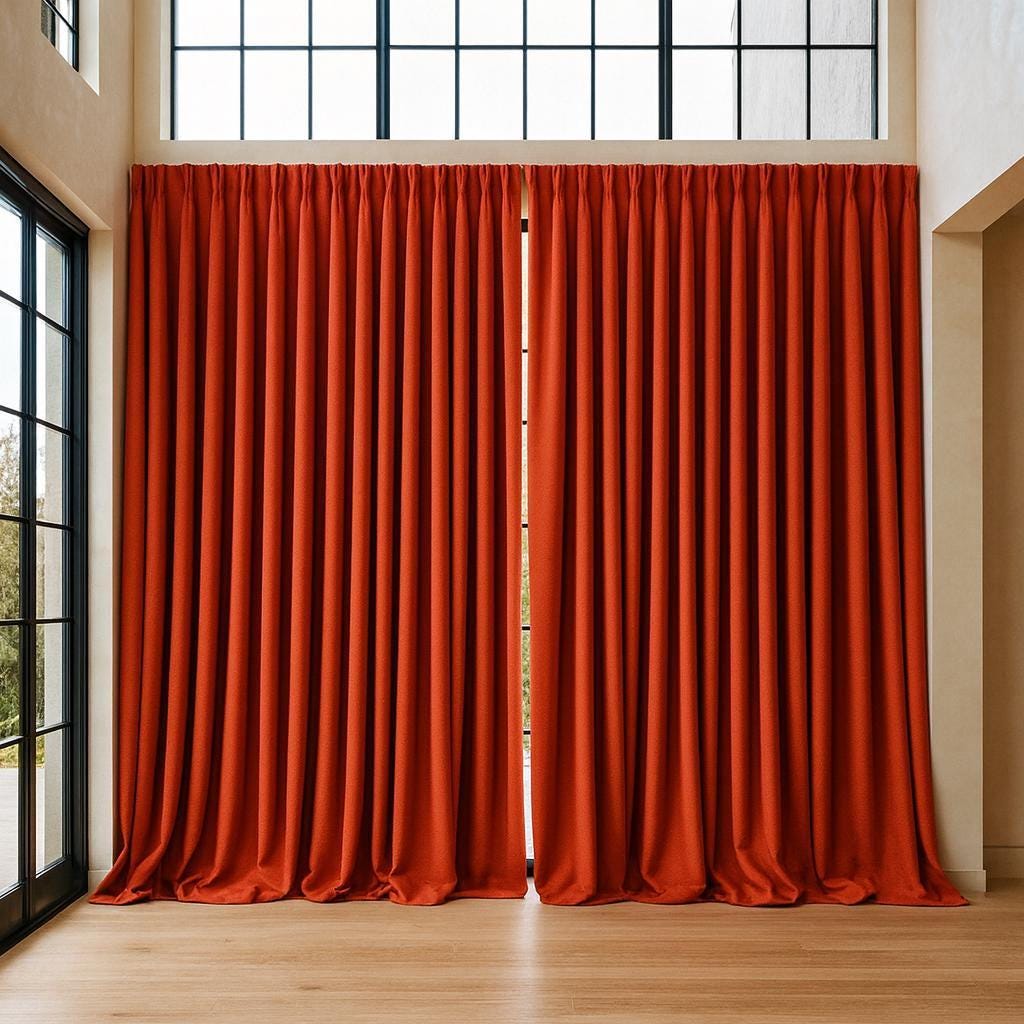 Rust Orange Blackout Curtains, Organic Cotton (Custom Width & Length) — image 1