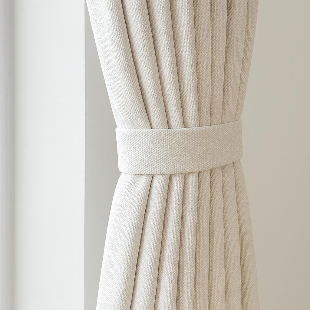 Artisan Weave Cotton Curtain: Solid Ivory, Blackout Lined, Custom Size — image 3
