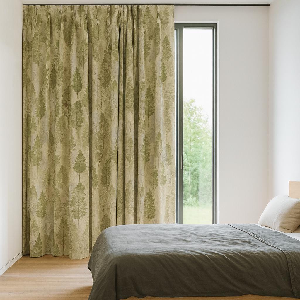 Watercolor Forest Linen Curtains - Pinch Pleats, Organic Fabric — image 4