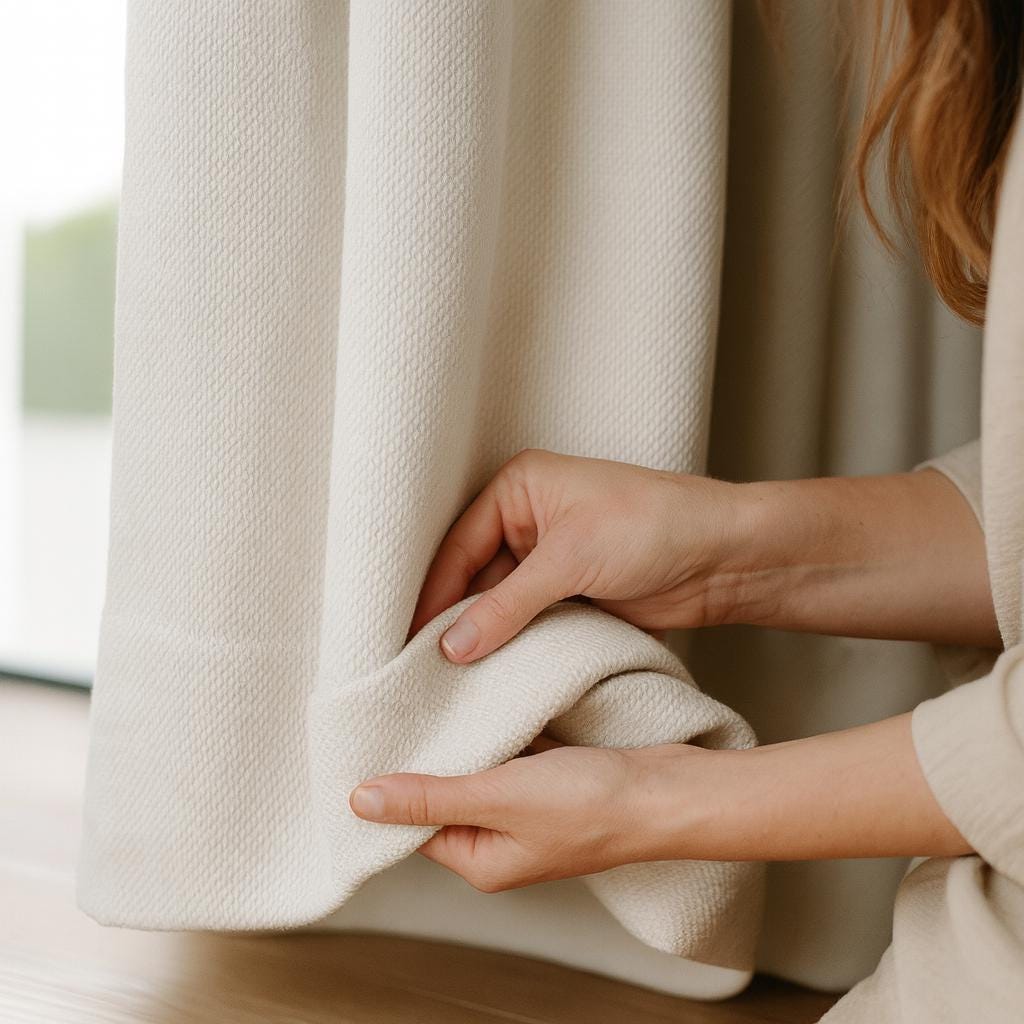 Artisan Weave Cotton Curtain: Solid Ivory, Blackout Lined, Custom Size — image 6