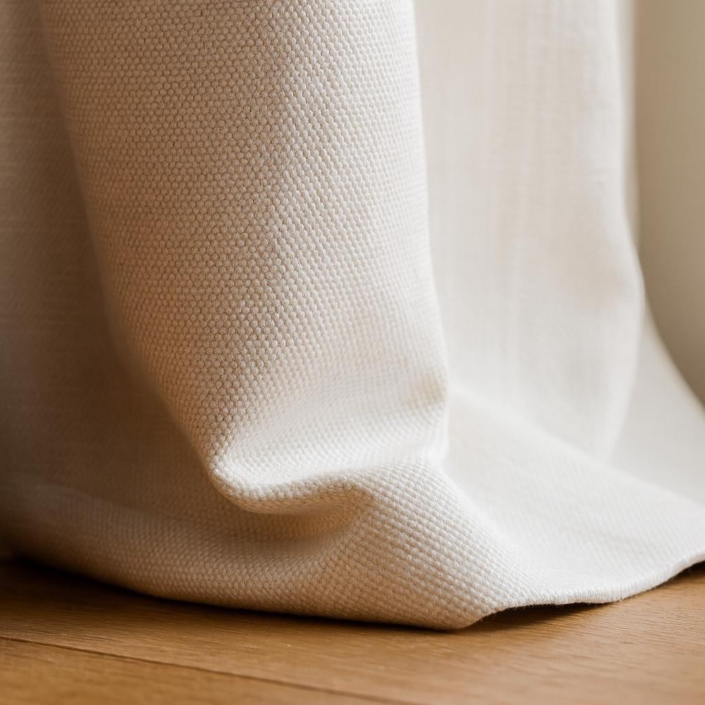 Artisan Weave Cotton Curtain: Solid Ivory, Blackout Lined, Custom Size — image 7