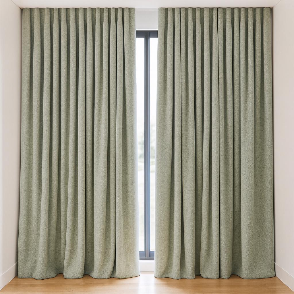 Organic Cotton Curtains: Mint Green Artisan Weave (Blackout or Light-Filtering) — image 3
