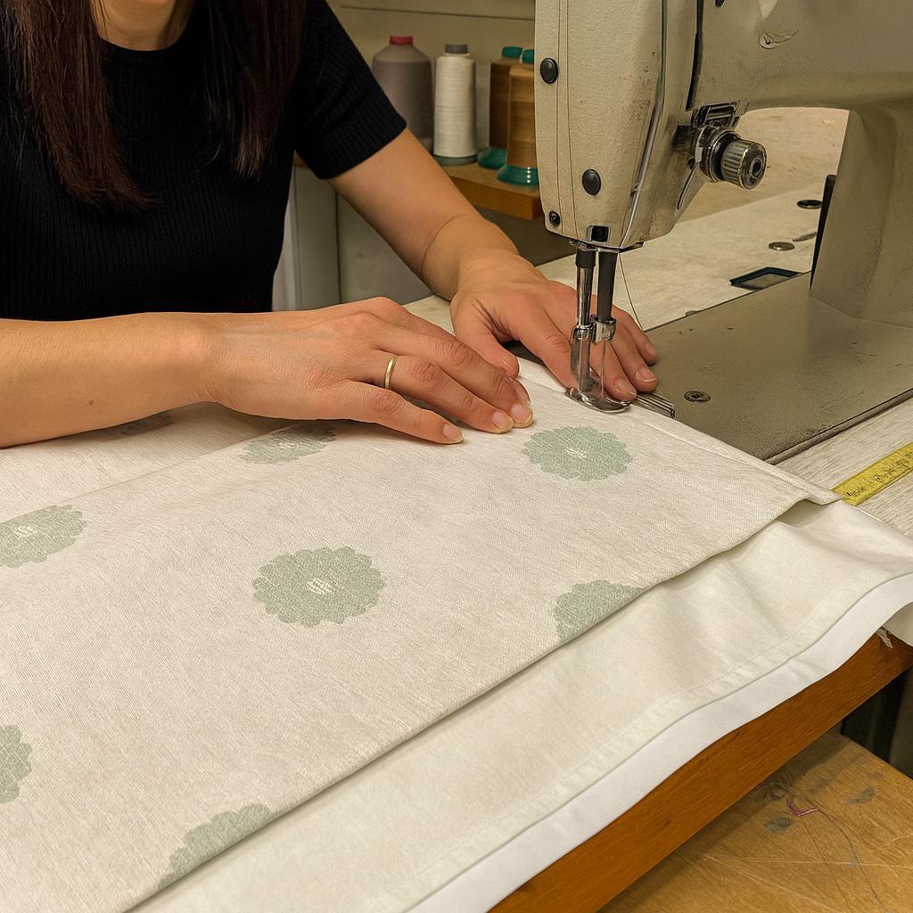 Organic Linen Curtains, Embroidered Ivory & Blue (Custom Sizes, Blackout Option) — image 7