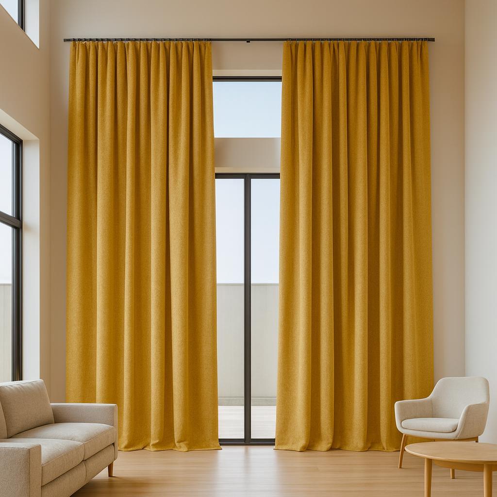 Mustard Yellow Curtains: Organic Cotton Artisan Weave, Blackout Option — image 6