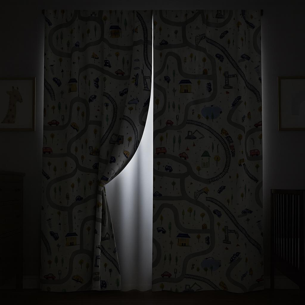 Kids Curtains: Organic Linen Road & Car Design (Custom Sizes, Blackout Available) — image 8