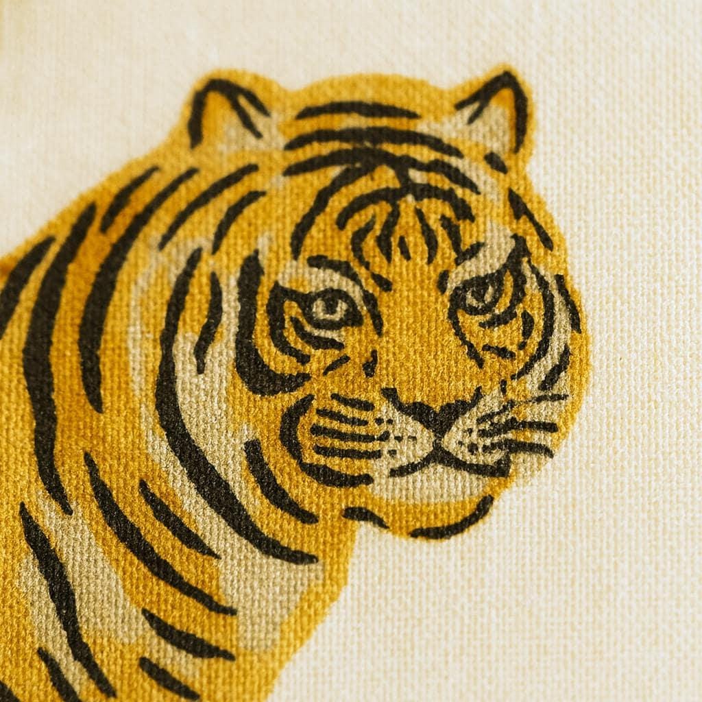 Tiger Block-Print Curtains: Organic Cotton, Ivory & Golden Ochre — image 5