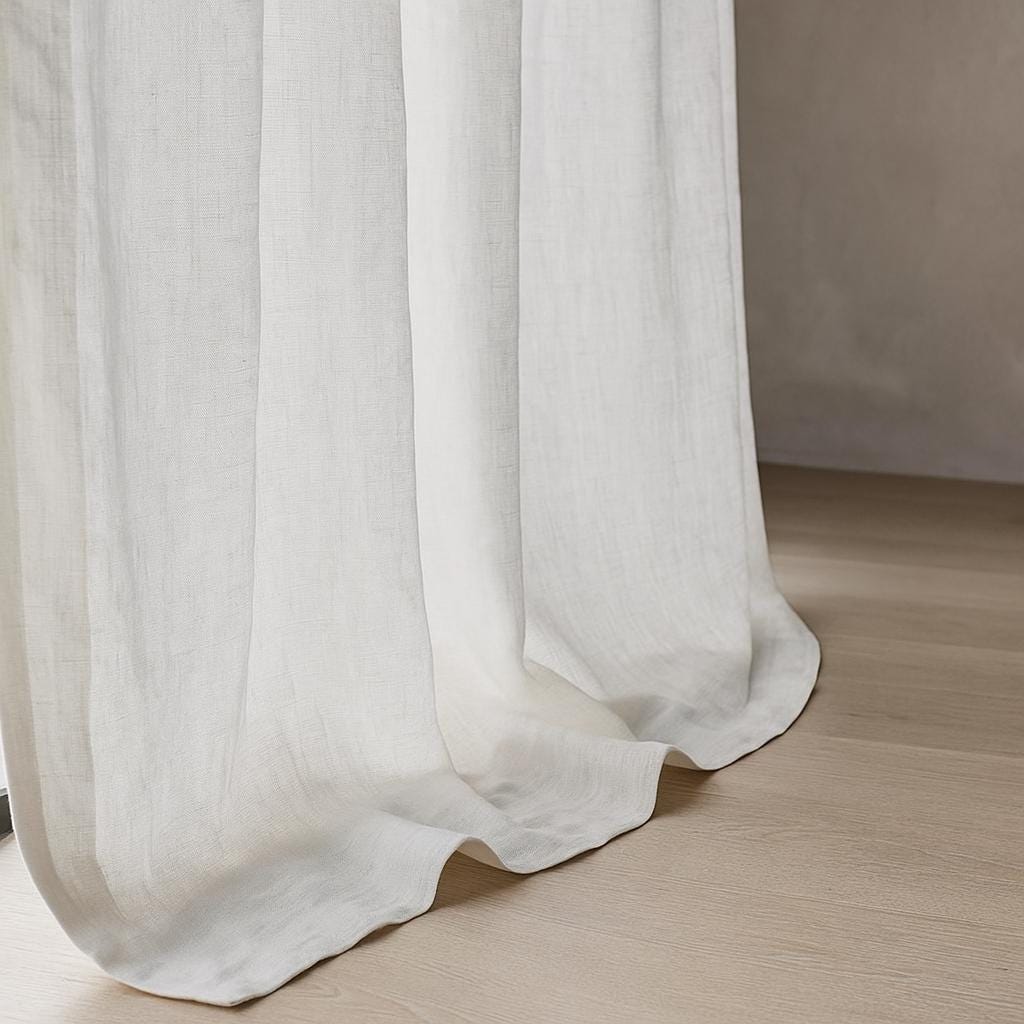 White Linen Sheer Curtains - Airy, Washed Soft Panels — image 3