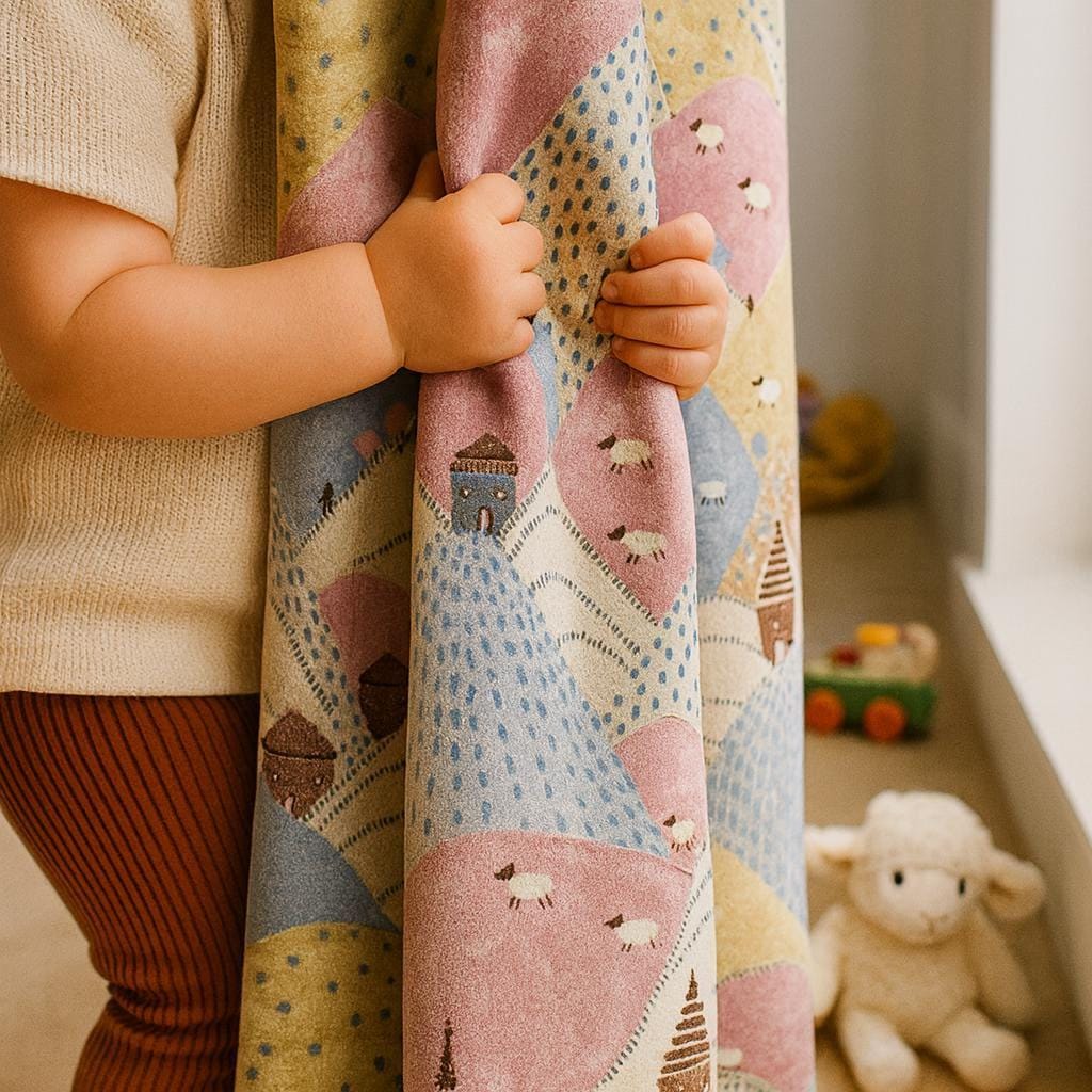 Kids Blackout Curtains: Whimsical Pastel Mountains - Soft Velvet — image 1