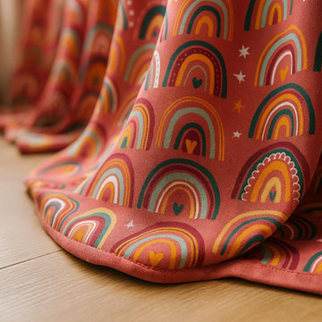 Kids Nursery Curtains: Rainbow Print, Organic Cotton - Blackout or Light-Filtering — image 1