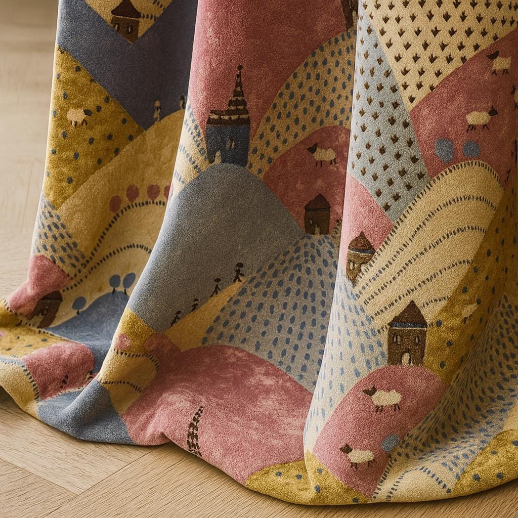 Kids Blackout Curtains: Whimsical Pastel Mountains - Soft Velvet — image 4