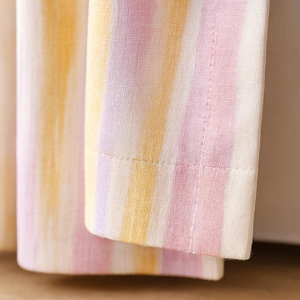 Organic Linen Blackout Curtains: Pastel Watercolor Stripes, Nursery — image 4