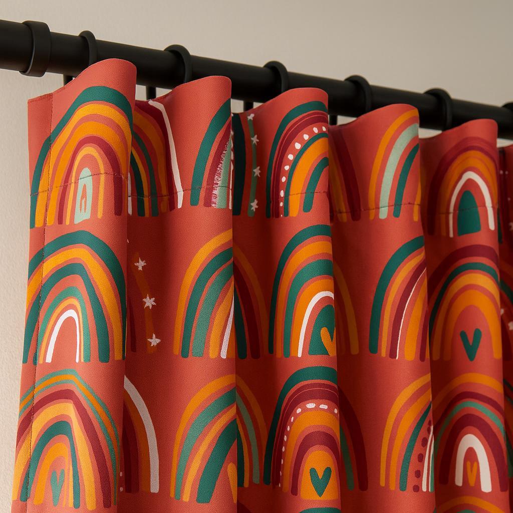 Kids Nursery Curtains: Rainbow Print, Organic Cotton - Blackout or Light-Filtering — image 4