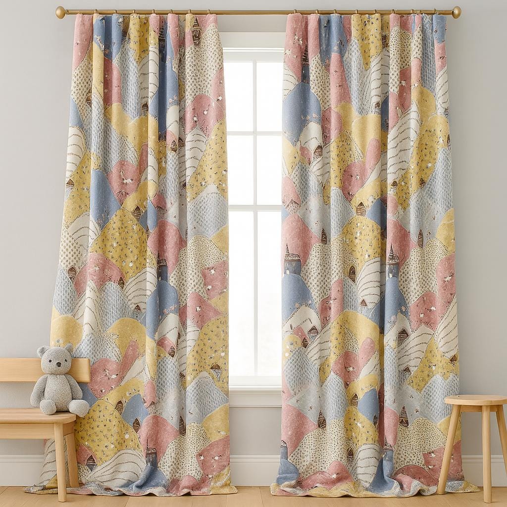 Kids Blackout Curtains: Whimsical Pastel Mountains - Soft Velvet — image 5