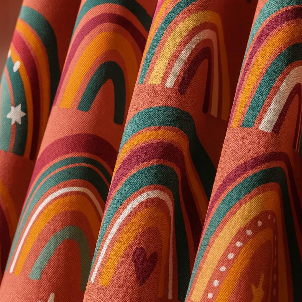 Kids Nursery Curtains: Rainbow Print, Organic Cotton - Blackout or Light-Filtering — image 6