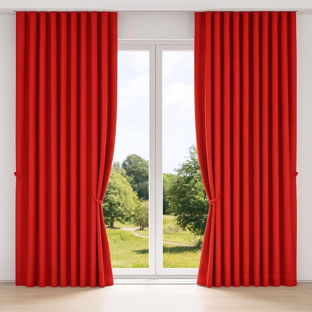 Solid Red Organic Cotton Curtains: Thick Blackout Panels, Custom Size — image 6