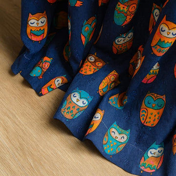 Nursery Curtains, Organic Cotton, Navy Owl Print (Single or Pair) — image 1