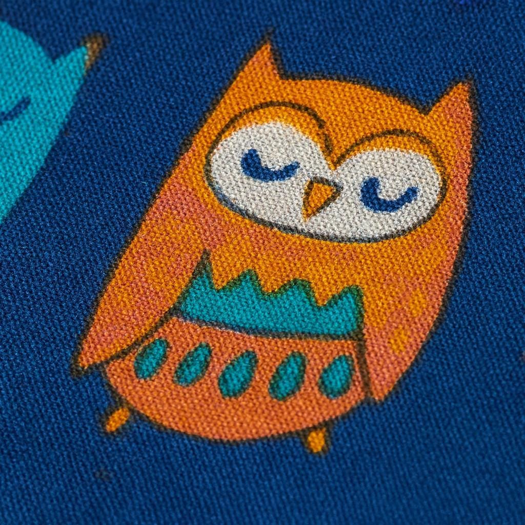 Nursery Curtains, Organic Cotton, Navy Owl Print (Single or Pair) — image 4