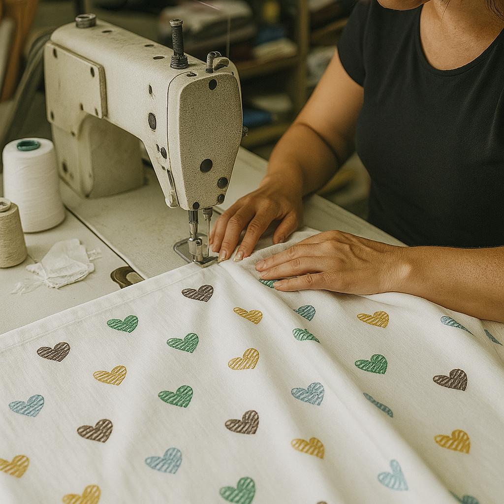 Nursery Linen Curtains, Embroidered Hearts, White Base (Custom Sizes) — image 6