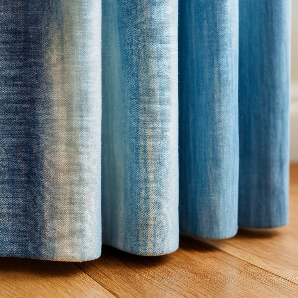 Organic Linen Curtains: Ocean Blue Watercolor Stripes (Kids Room, Blackout) — image 7