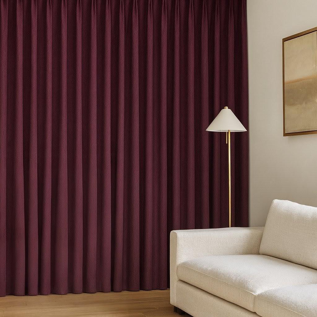 Pinch Pleat Curtains: Aubergine Linen - Blackout or Light-Filtering — image 7