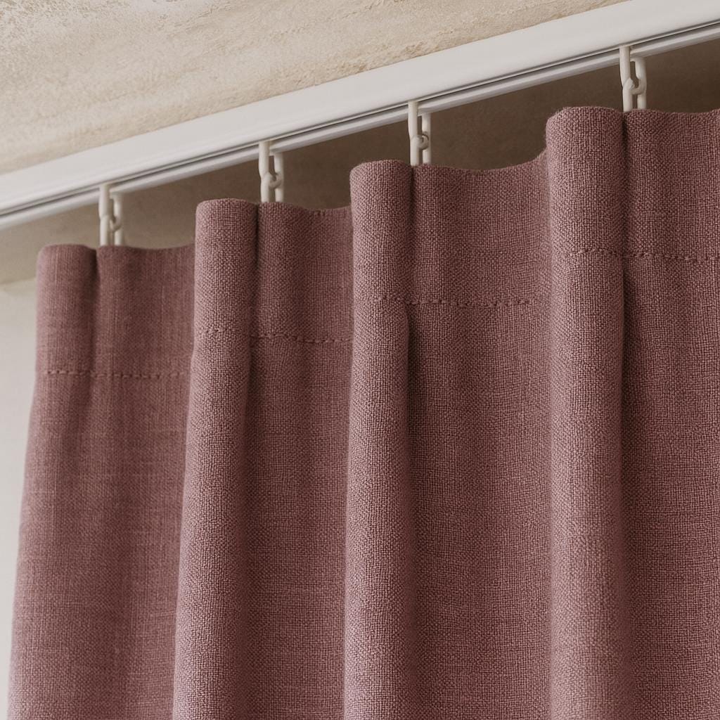 Dusty Mauve Linen Curtain Panel - Heavyweight Organic Fabric with Liner Options — image 2