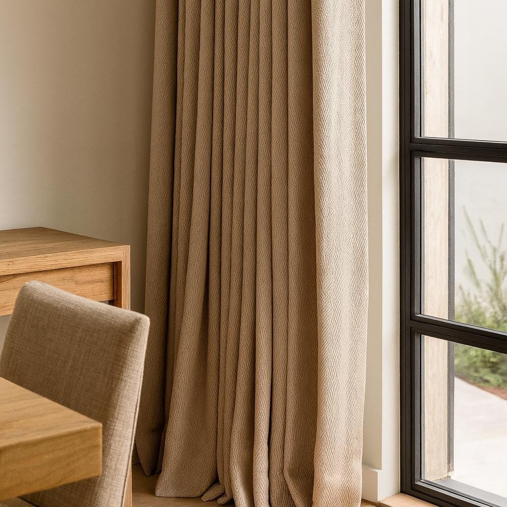 Taupe Linen Pinch-Pleat Curtains (Custom Width & Length, Blackout or Cotton Liner) — image 3