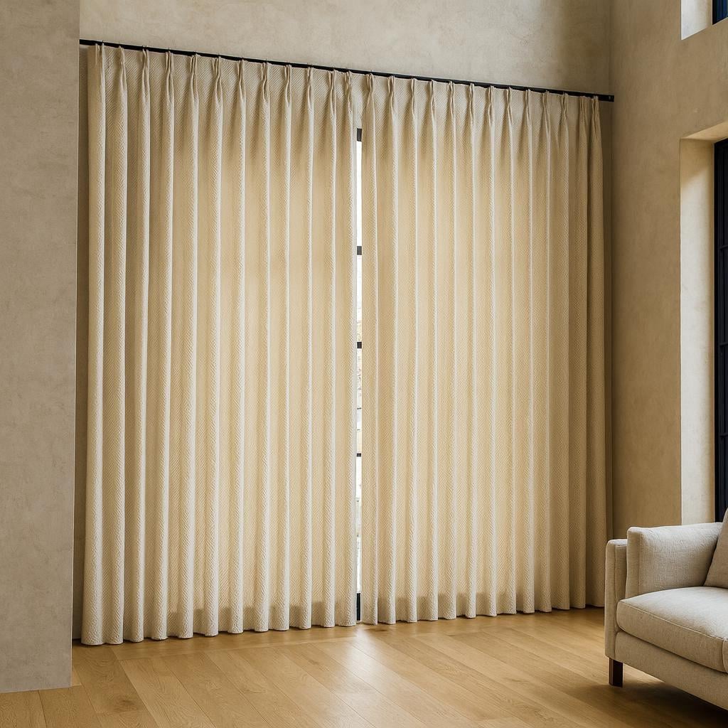 Pinch Pleat Curtains: Bone Linen with Blackout or Cotton Liner - Custom Lengths — image 6