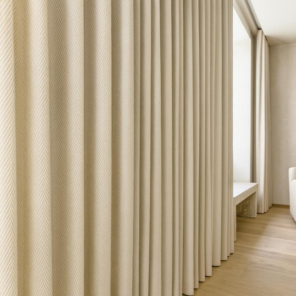 Pinch Pleat Curtains: Bone Linen with Blackout or Cotton Liner - Custom Lengths — image 7