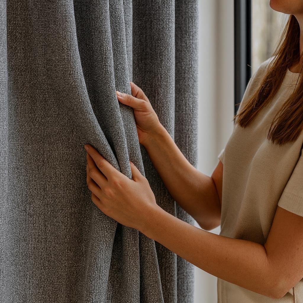 Blackout Curtains: Gunmetal Grey Organic Cotton - Thick Woven Texture — image 1