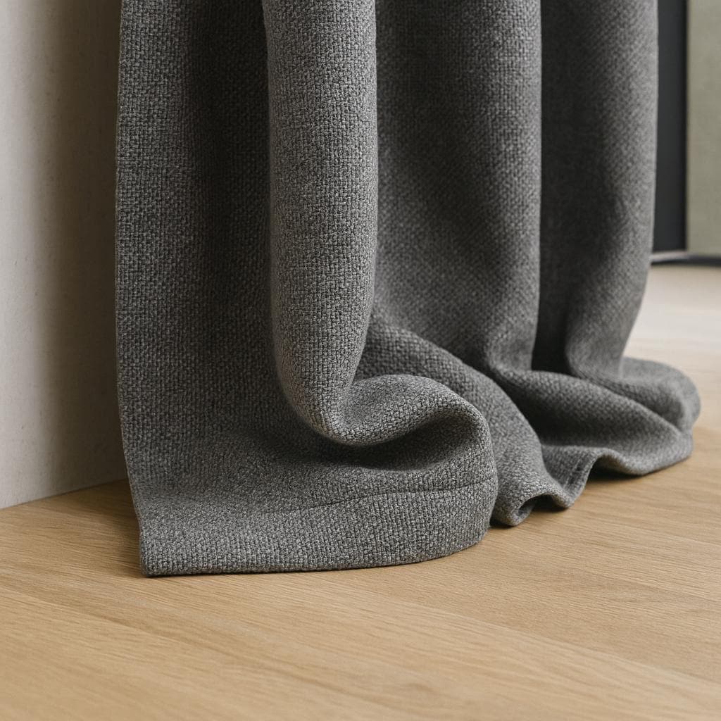Blackout Curtains: Gunmetal Grey Organic Cotton - Thick Woven Texture — image 5