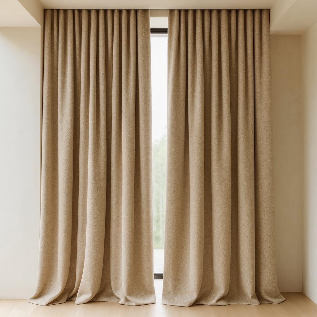 Organic Cotton Curtains: Flax Natural Beige (Blackout or Light-Filtering) — image 2