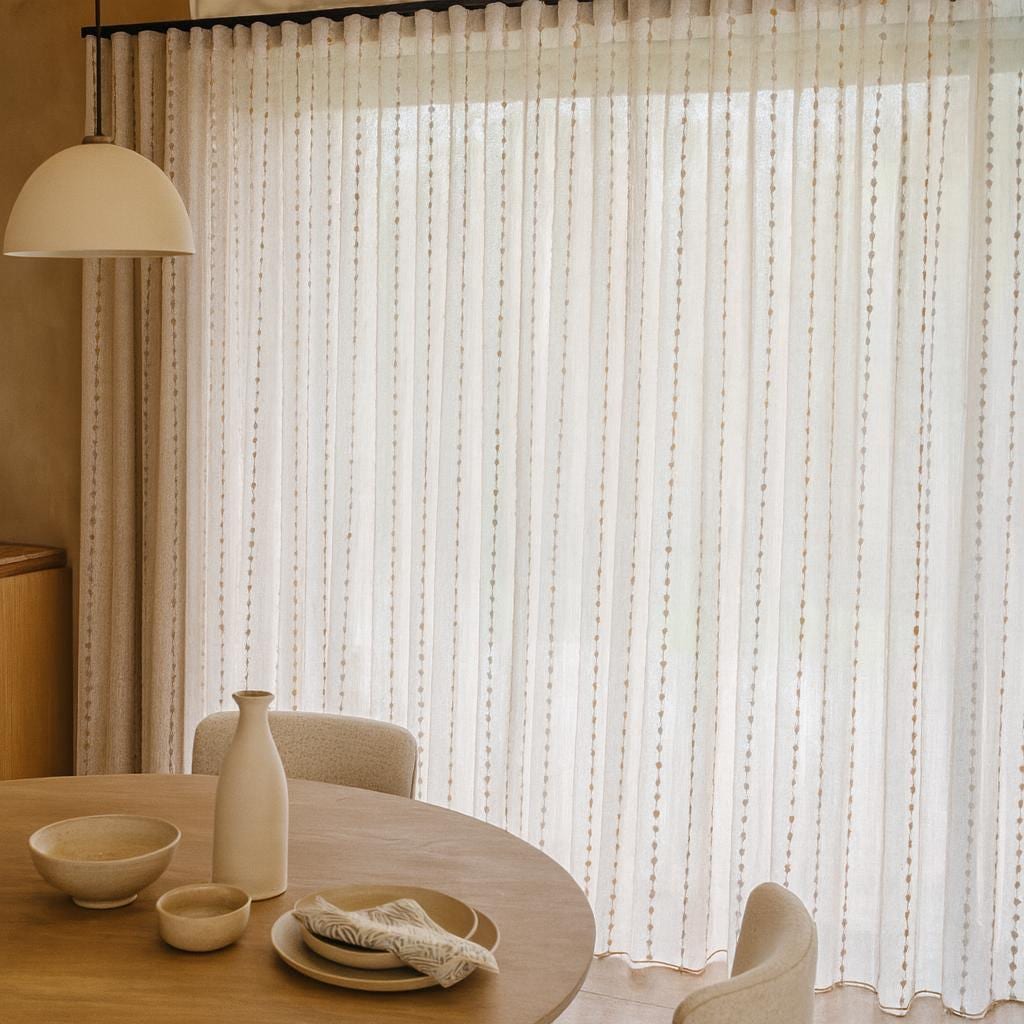 Sheer Linen Curtains: Ivory with Taupe and Silver Dots - Custom Sizes — image 6