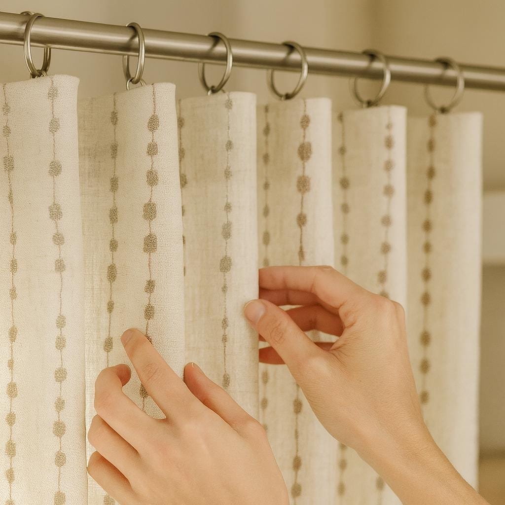 Sheer Linen Curtains: Ivory with Taupe and Silver Dots - Custom Sizes — image 7