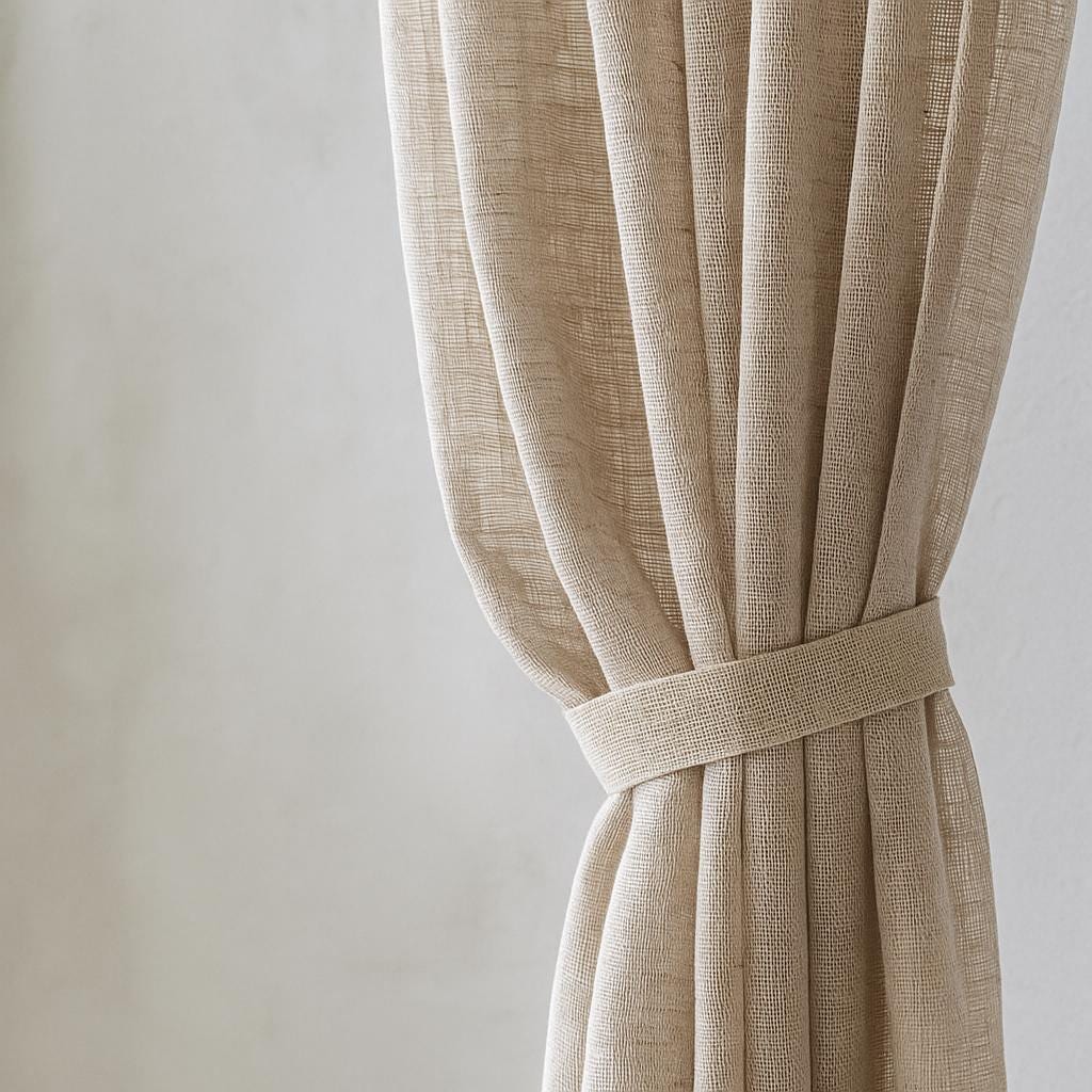 Natural Linen Sheer Curtains, Oatmeal Beige (Custom Lengths & Widths) — image 1