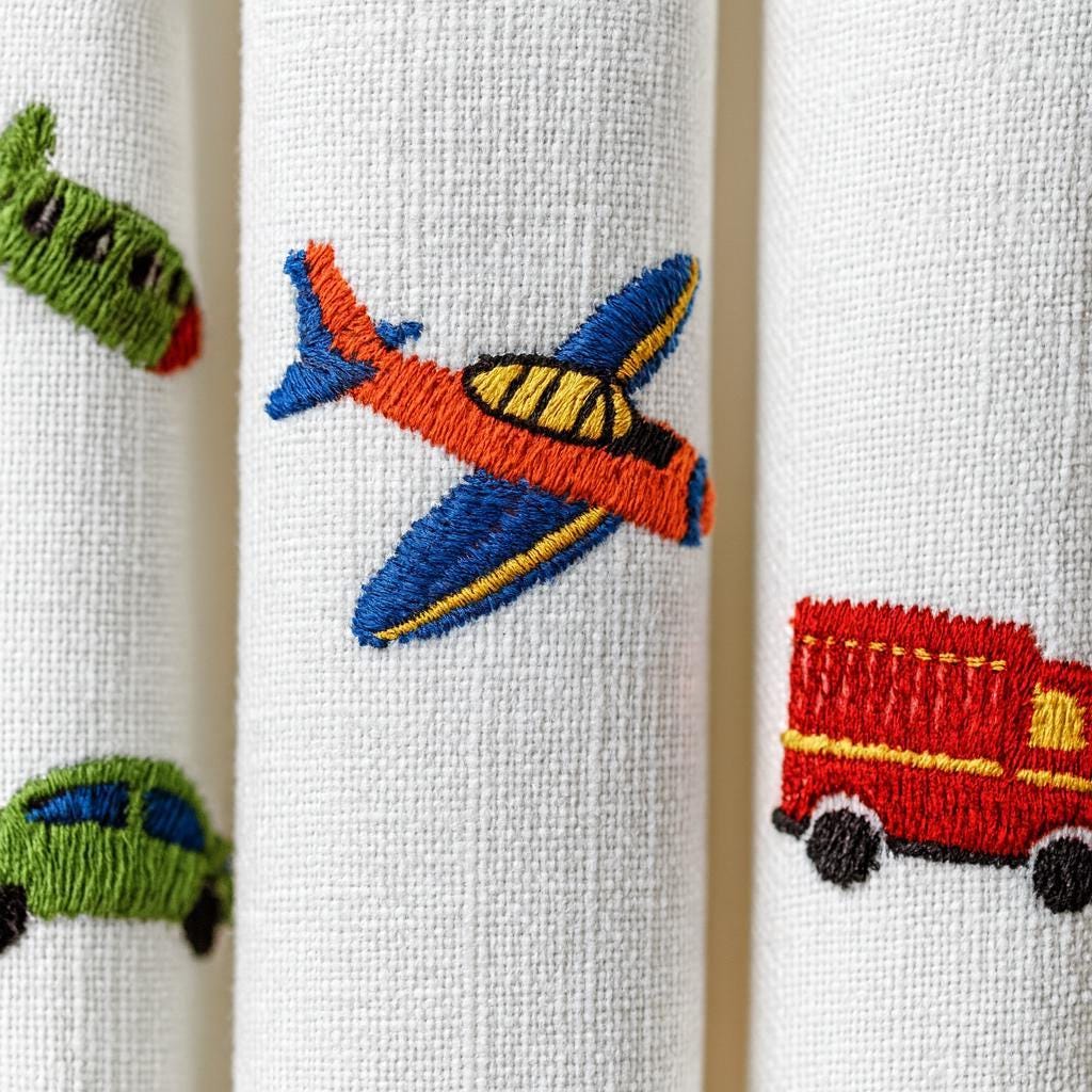 Kids Blackout Curtain, Organic Linen, Cars & Planes (Single Panel) — image 5
