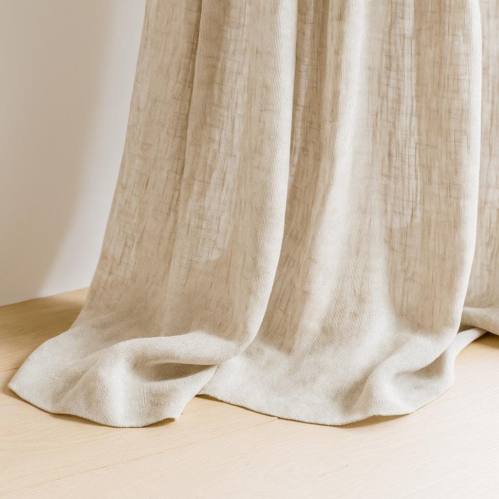 Natural Linen Sheer Curtains, Oatmeal Beige (Custom Lengths & Widths) — image 6