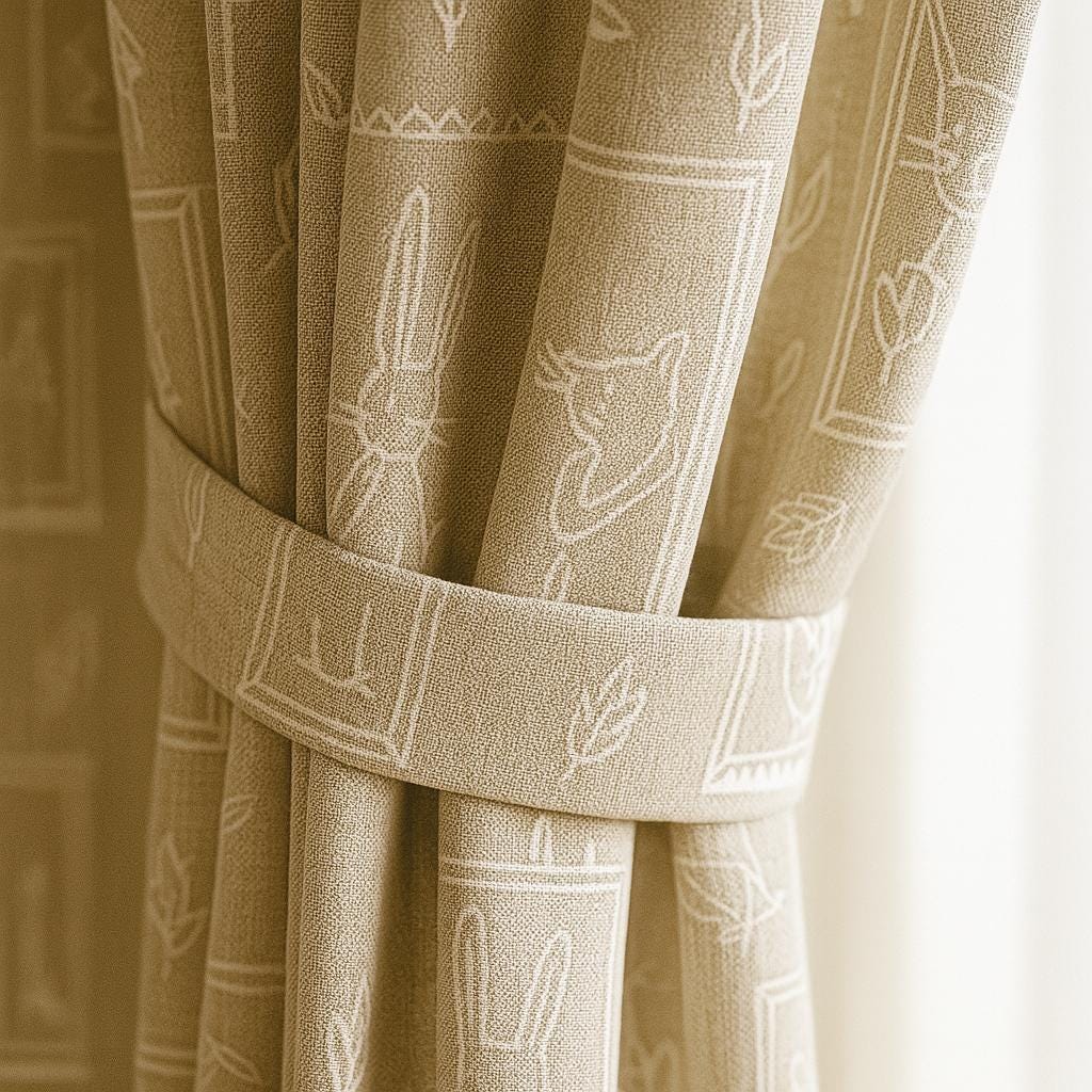 Kids Nursery Curtains: Taupe Linen with Animal Print - Custom Sizes — image 1