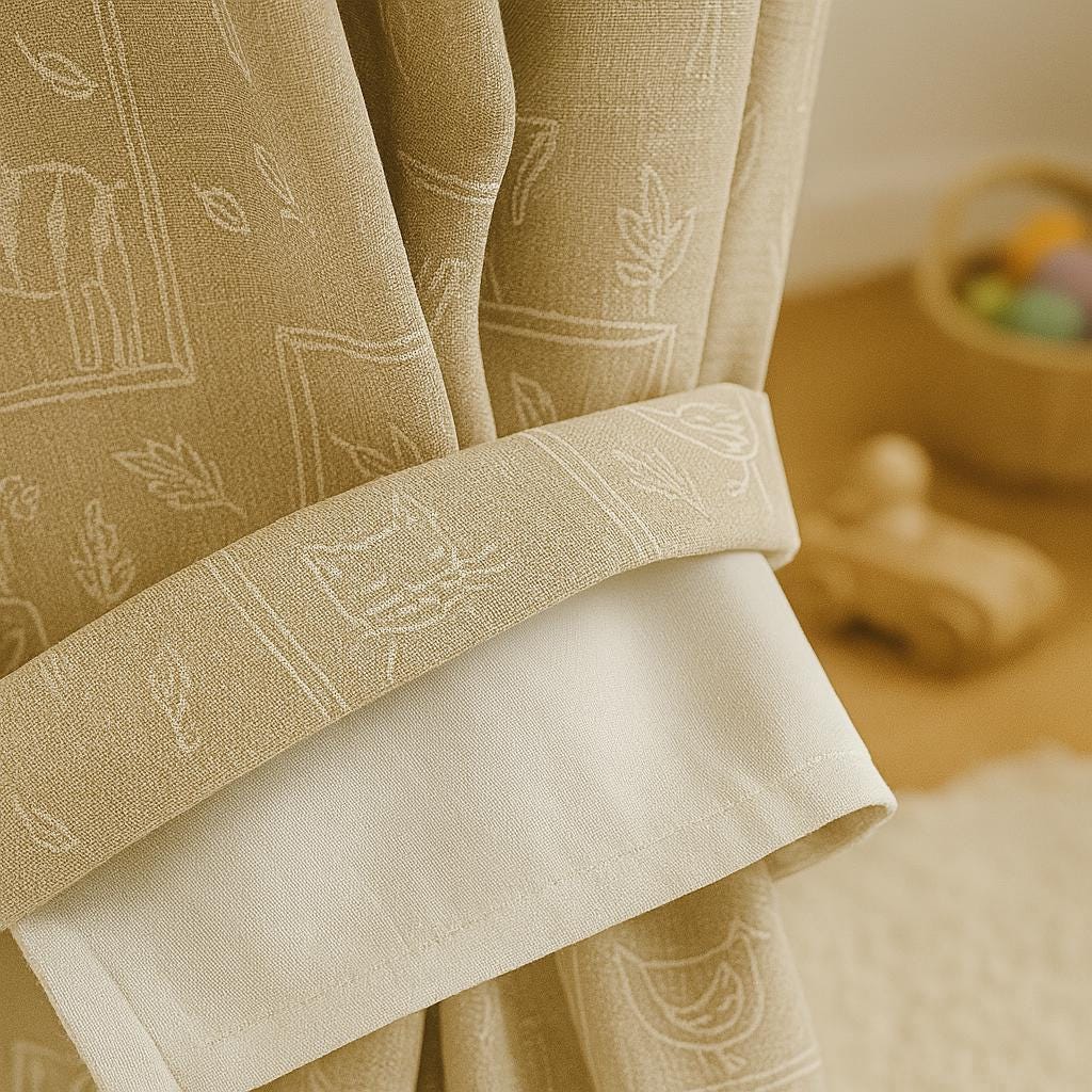Kids Nursery Curtains: Taupe Linen with Animal Print - Custom Sizes — image 4