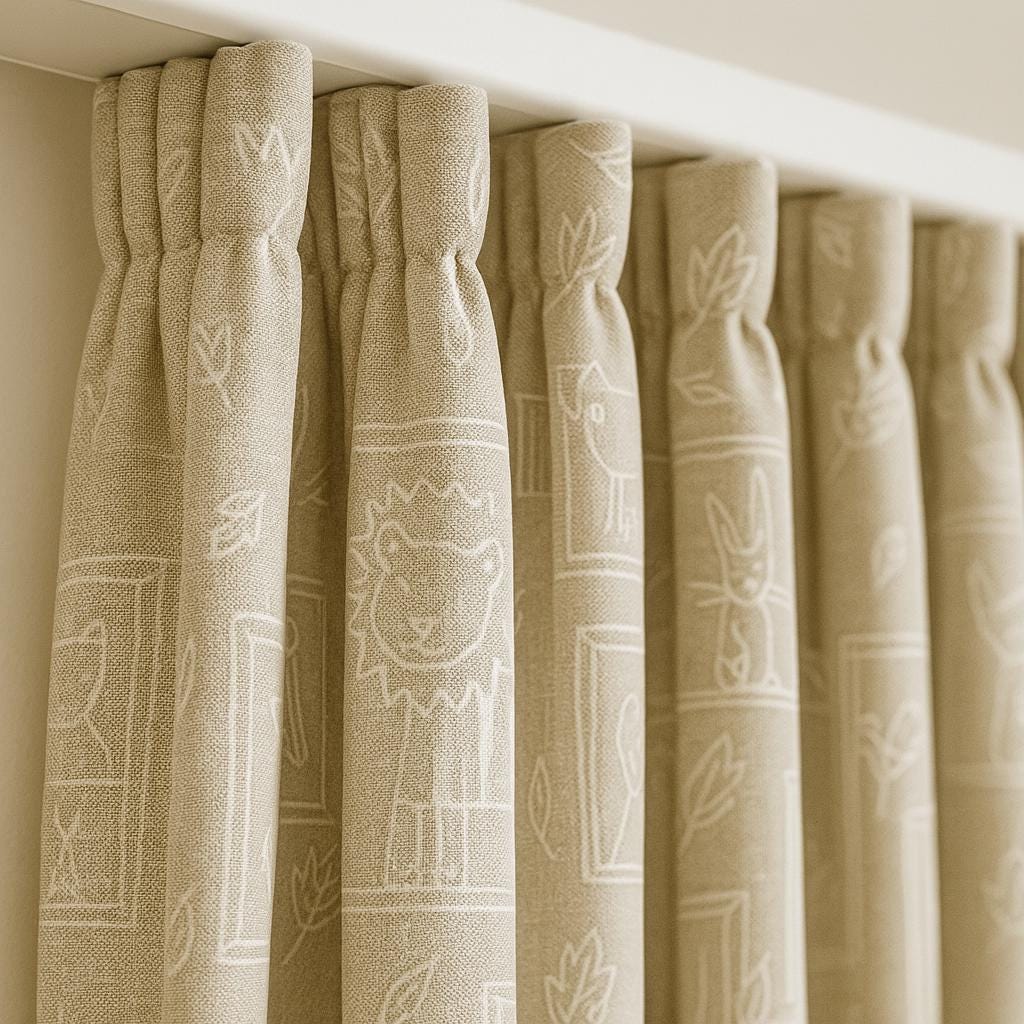 Kids Nursery Curtains: Taupe Linen with Animal Print - Custom Sizes — image 5