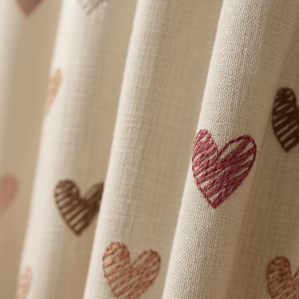 Nursery Curtains: Linen with Embroidered Hearts (Blackout or Light-Filtering) — image 5