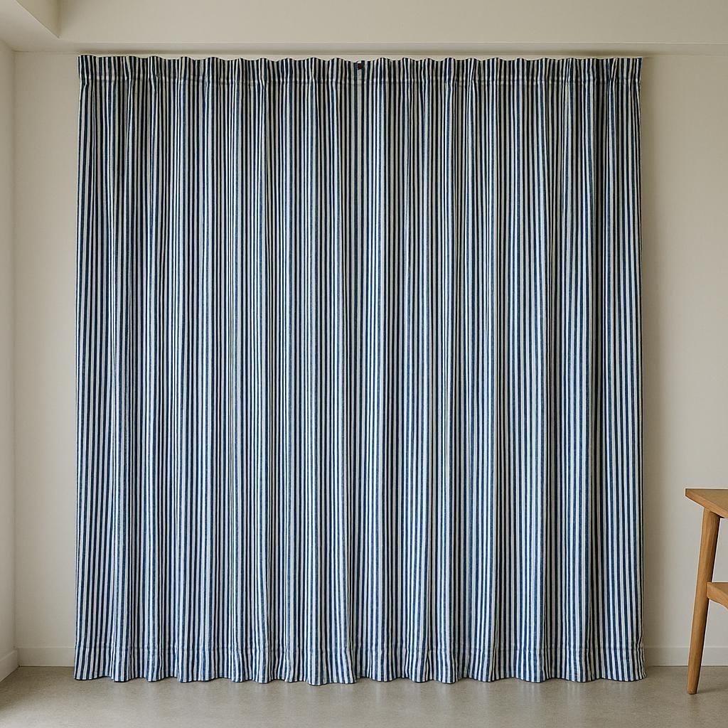 Indigo Stripe Curtains: Organic Cotton, Hand Block Printed — image 3