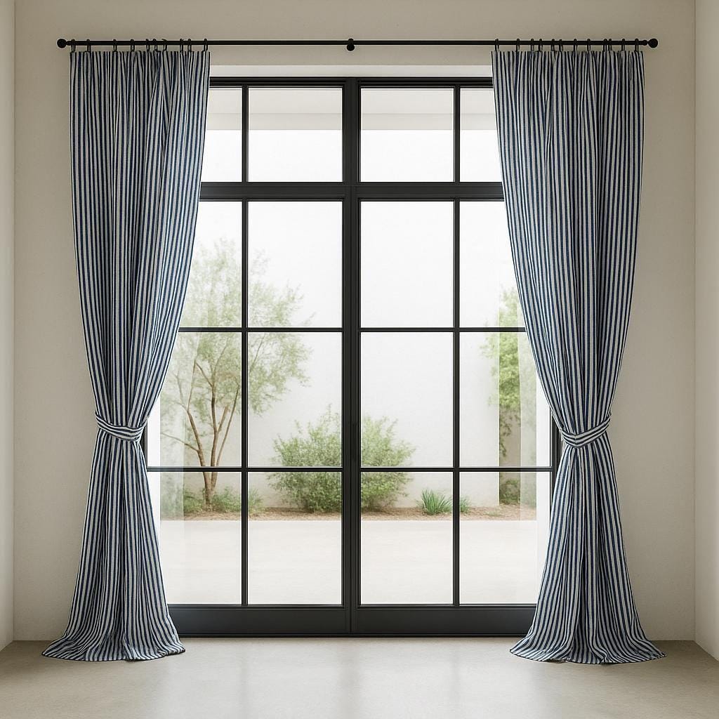 Indigo Stripe Curtains: Organic Cotton, Hand Block Printed — image 5