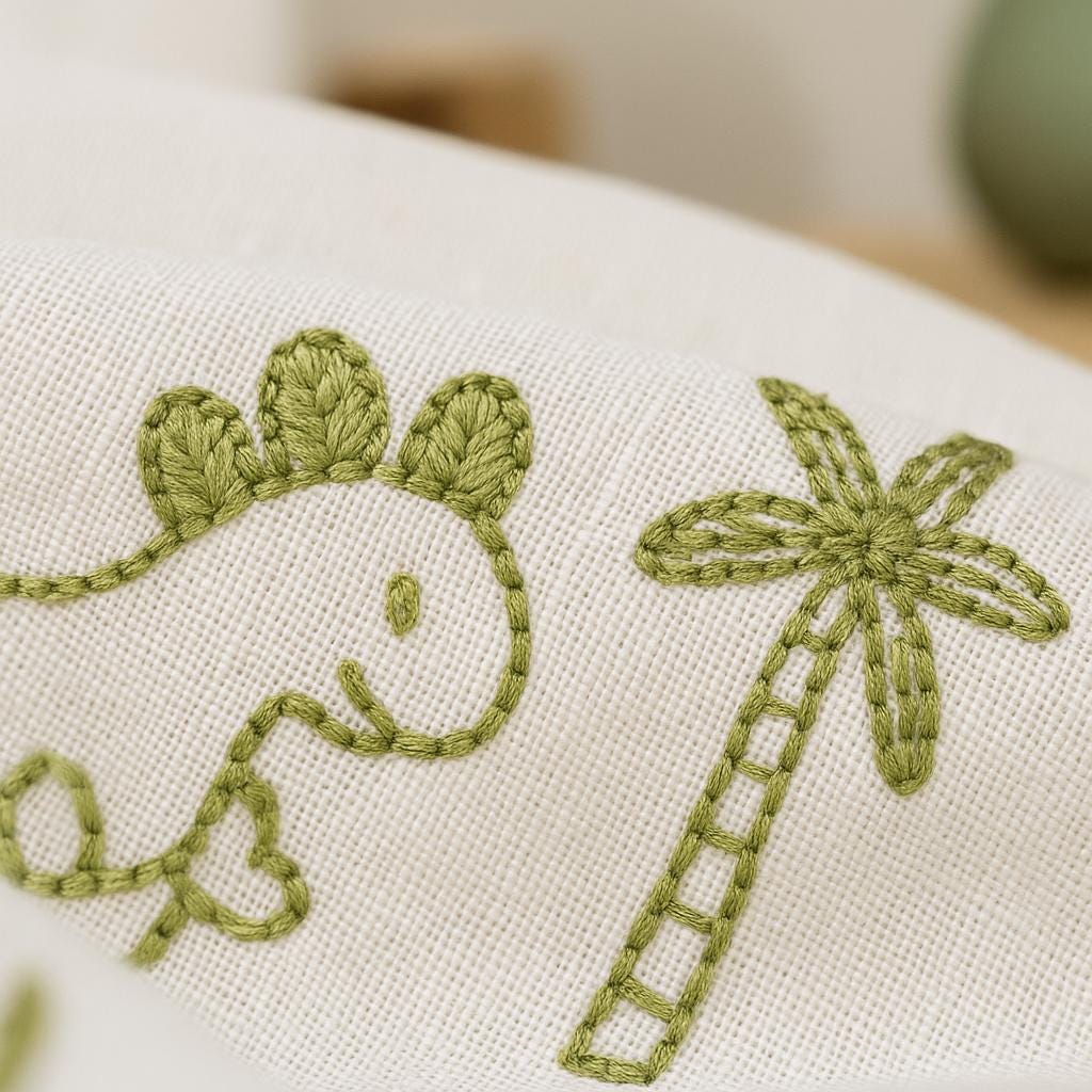 Organic Linen Kids Curtains, Dinosaur & Palm Embroidery (Blackout or Light-Filtering) — image 8