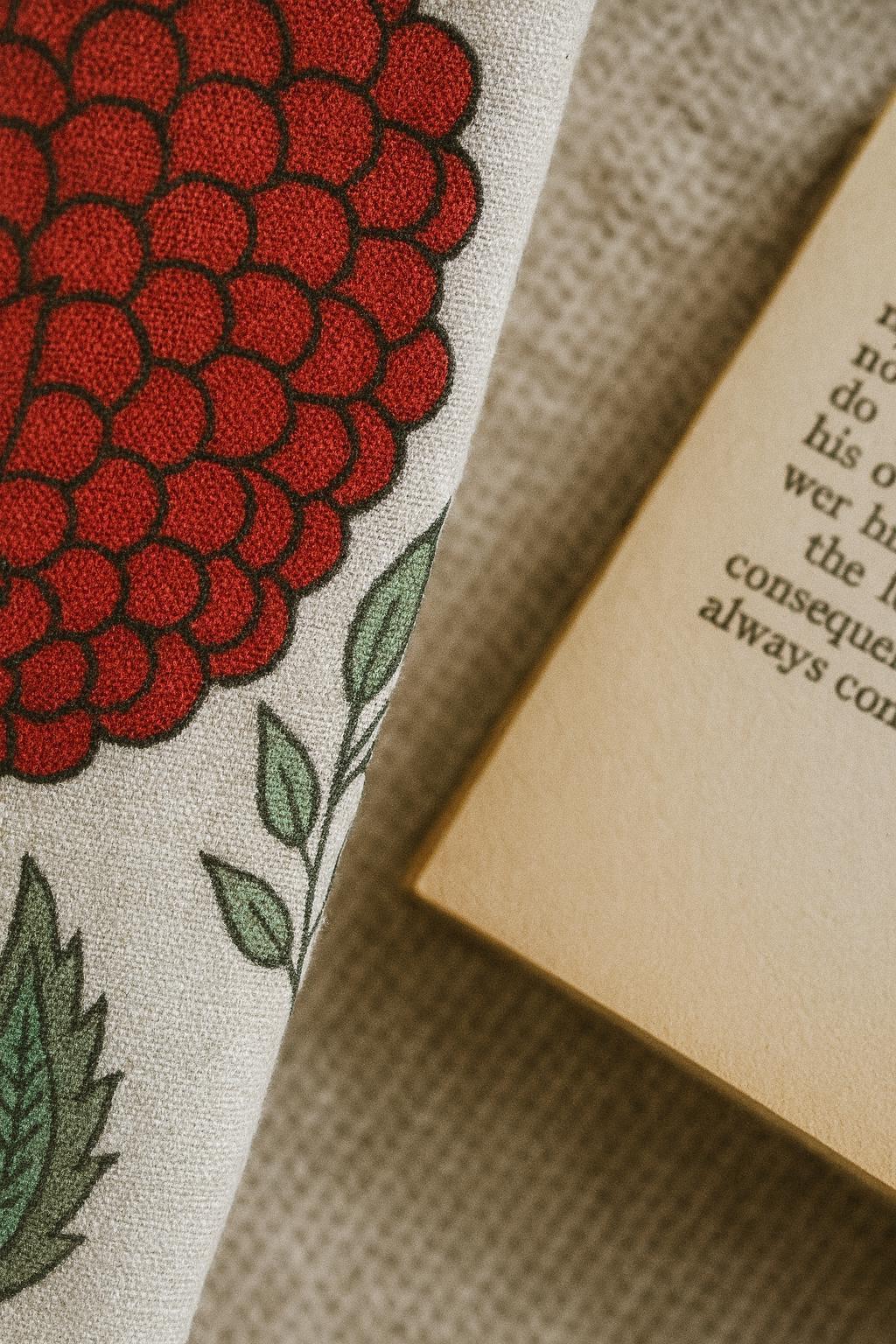 Floral Curtains: Organic Cotton Red and Sage Print (Unlined, Lined, Blackout) — image 8