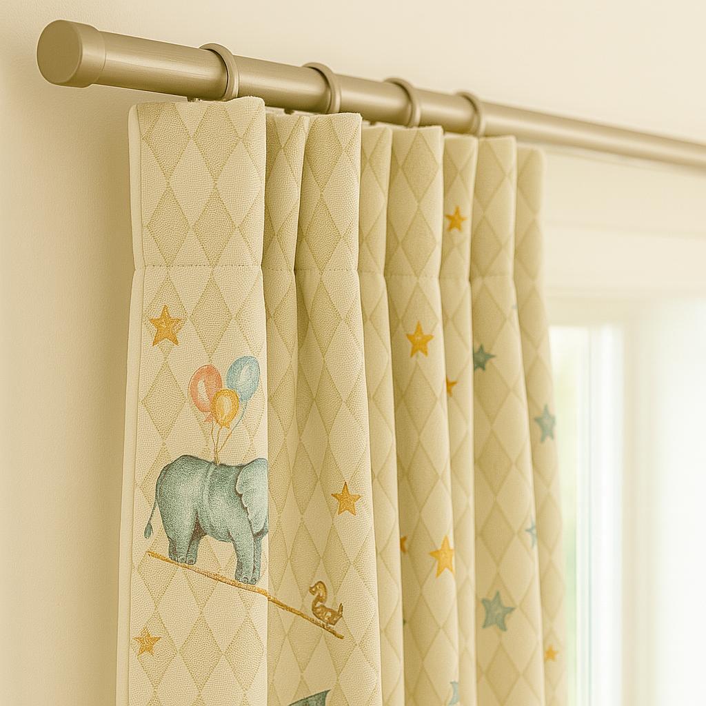 Ivory Circus Animal Curtains: Linen Nursery Drapes with Blackout Liner — image 4