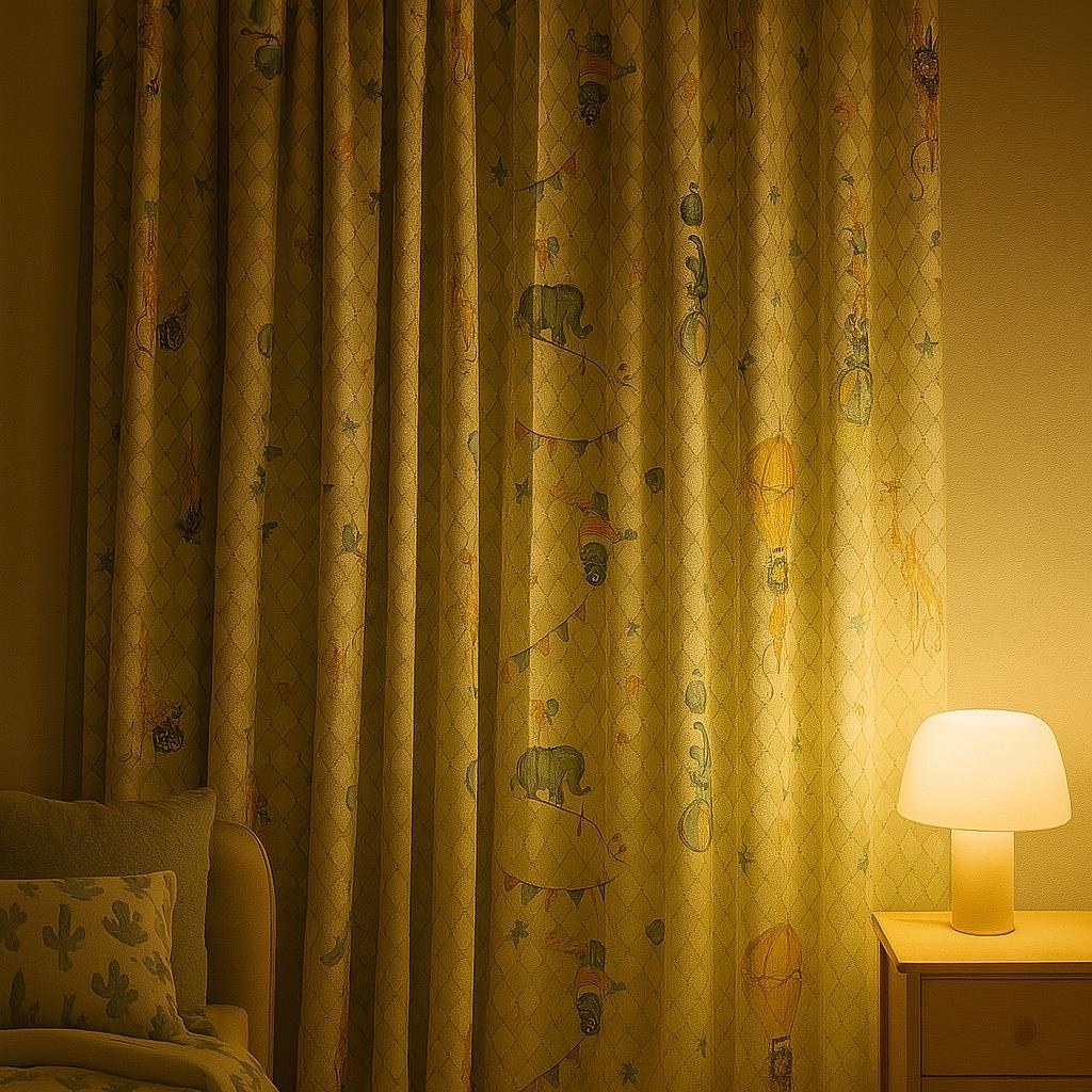 Ivory Circus Animal Curtains: Linen Nursery Drapes with Blackout Liner — image 7