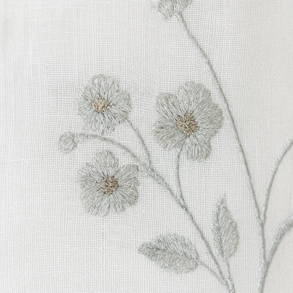 White Linen Sheer Curtains: Eucalyptus Vine Embroidery (Hooks, Grommets, Rod Pocket) — image 4